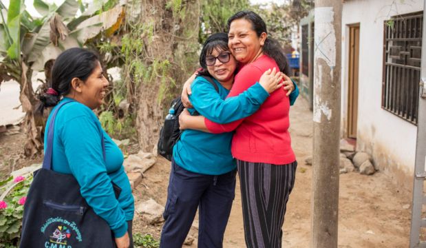 CMMB Technical Team, arrive at the home of a mother of the Rehabilitation with Hope Project